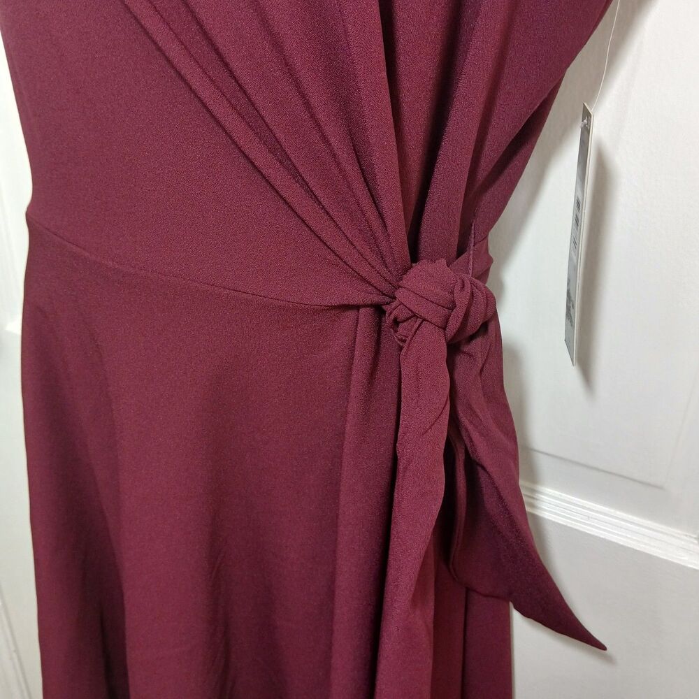 NWT Chelsea Rose Women's Size 16 Wine Burgundy Sleeveless Tie Waist A-Line Dress - Picture 7 of 16